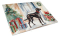 German Shorthaired Pointer Cozy Christmas Cutting Board Tempered Glass Kitchen Cutting Surface, Heat Resistant Chopping, Non-Slip Feet, Food Prep & Serving