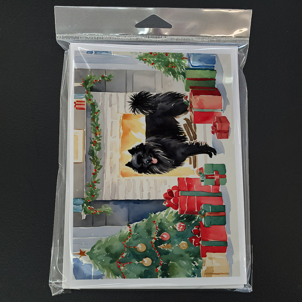 German Spitz Cozy Christmas Greeting Cards Pack of 8 Blank Cards with Envelopes Whimsical A7 Size 5x7