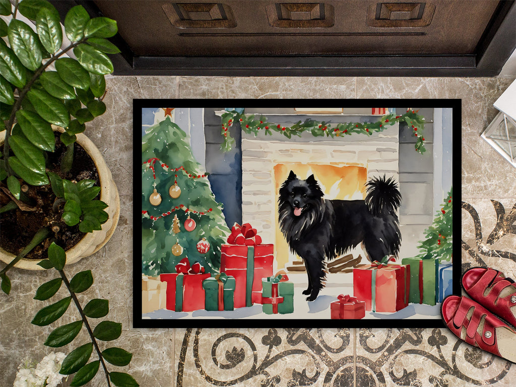 German Spitz Cozy Christmas Doormat Indoor Outdoor 24H X 36W Front Door Mat Rugs for Entryway, Non Slip Washable Low Pile,