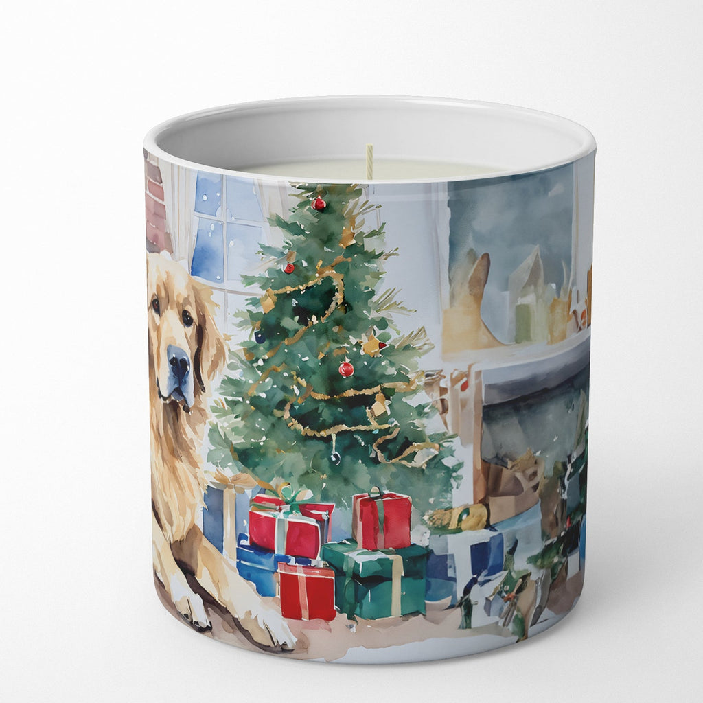 Golden Retriever Cozy Christmas Decorative Soy Candle Nature Soy Wax Essential Oil Home Decor Ideal for Bedroom Kitchen Bath Office Gift, 10 oz