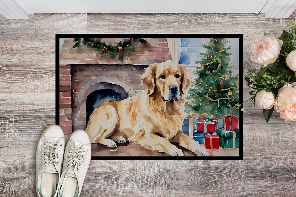 Golden Retriever Cozy Christmas Doormat Indoor Outdoor 24H X 36W Front Door Mat Rugs for Entryway, Non Slip Washable Low Pile,