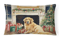 Golden Retriever Cozy Christmas Decorative Throw Pillow 12x16 Indoor Outdoor Accent Cushion, Fabric Cover with Insert for Sofa, Bed, Porch & Living Room