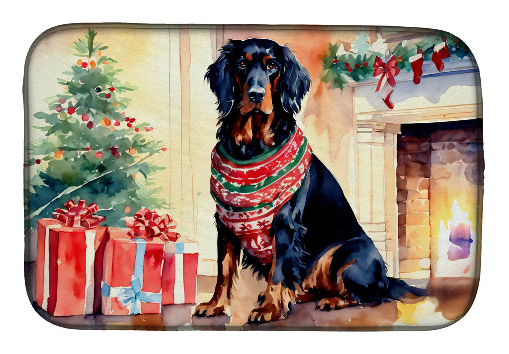 Gordon Setter Cozy Christmas Dish Drying Mat Absorbent Dish Drying Mat Pad for Kitchen Counter Dish Drainer Mat for Countertop, 14 x 21", Multicolor