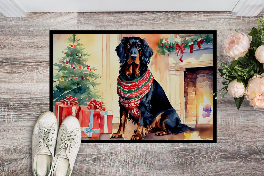 Gordon Setter Cozy Christmas Doormat Indoor Outdoor 24H X 36W Front Door Mat Rugs for Entryway, Non Slip Washable Low Pile,