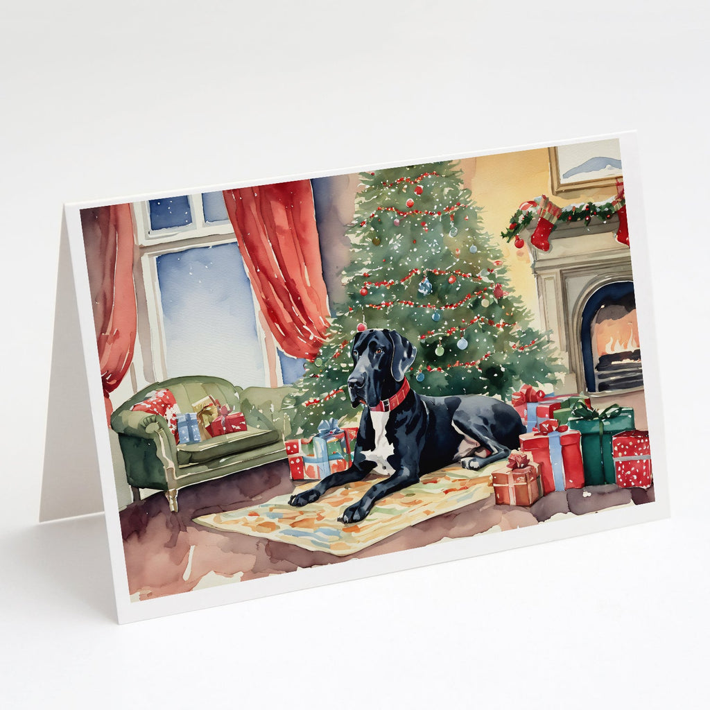 Great Dane Cozy Christmas Greeting Cards Pack of 8 Blank Cards with Envelopes Whimsical A7 Size 5x7
