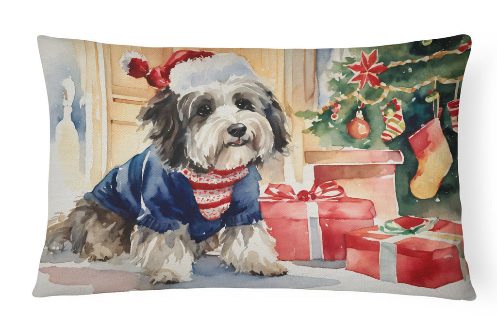 Havanese Cozy Christmas Decorative Throw Pillow 12x16 Indoor Outdoor Accent Cushion, Fabric Cover with Insert for Sofa, Bed, Porch & Living Room