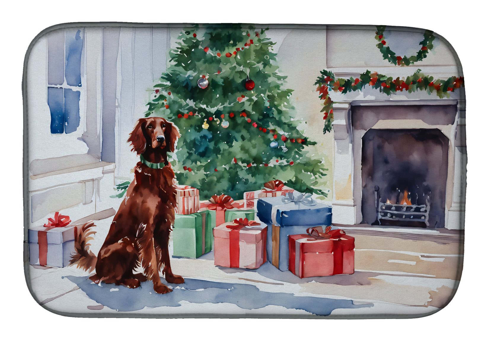 Irish Setter Cozy Christmas Dish Drying Mat Absorbent Dish Drying Mat Pad for Kitchen Counter Dish Drainer Mat for Countertop, 14 x 21", Multicolor
