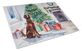 Irish Setter Cozy Christmas Cutting Board Tempered Glass Kitchen Cutting Surface, Heat Resistant Chopping, Non-Slip Feet, Food Prep & Serving