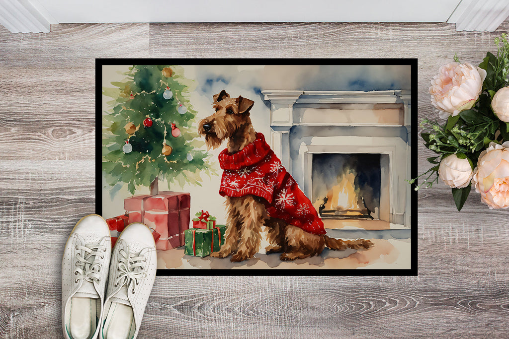 Irish Terrier Cozy Christmas Doormat Indoor Outdoor 24H X 36W Front Door Mat Rugs for Entryway, Non Slip Washable Low Pile,