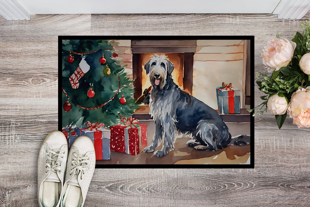 Irish Wolfhound Cozy Christmas Doormat Indoor Outdoor 18H X 27W Front Door Mat Rugs for Entryway, Non Slip Washable