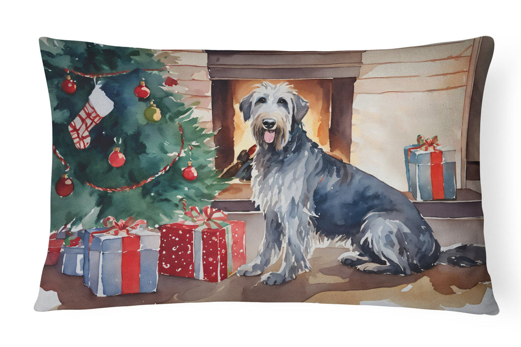Irish Wolfhound Cozy Christmas Decorative Throw Pillow 12x16 Indoor Outdoor Accent Cushion, Fabric Cover with Insert for Sofa, Bed, Porch & Living Room