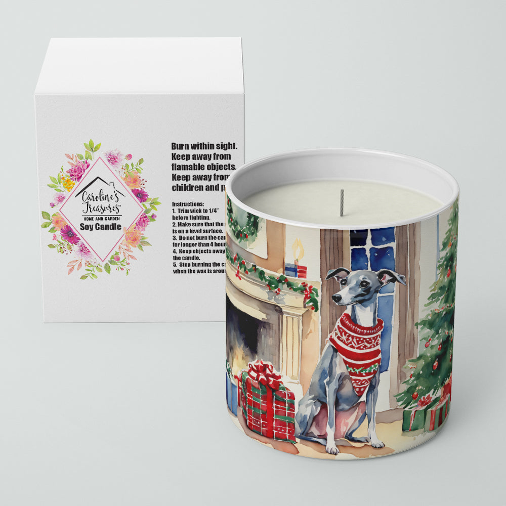 Italian Greyhound Cozy Christmas Decorative Soy Candle Nature Soy Wax Essential Oil Home Decor Ideal for Bedroom Kitchen Bath Office Gift, 10 oz