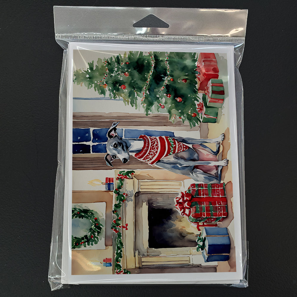 Italian Greyhound Cozy Christmas Greeting Cards Pack of 8 Blank Cards with Envelopes Whimsical A7 Size 5x7