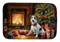 Jack Russell Terrier Cozy Christmas Dish Drying Mat Absorbent Dish Drying Mat Pad for Kitchen Counter Dish Drainer Mat for Countertop, 14 x 21", Multicolor