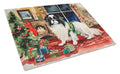Japanese Chin Cozy Christmas Cutting Board Tempered Glass Kitchen Cutting Surface, Heat Resistant Chopping, Non-Slip Feet, Food Prep & Serving
