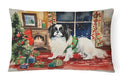 Japanese Chin Cozy Christmas Decorative Throw Pillow 12x16 Indoor Outdoor Accent Cushion, Fabric Cover with Insert for Sofa, Bed, Porch & Living Room