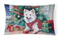 Japanese Spitz Cozy Christmas Decorative Throw Pillow 12x16 Indoor Outdoor Accent Cushion, Fabric Cover with Insert for Sofa, Bed, Porch & Living Room