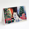 Japanese Spitz Cozy Christmas Greeting Cards Pack of 8 Blank Cards with Envelopes Whimsical A7 Size 5x7