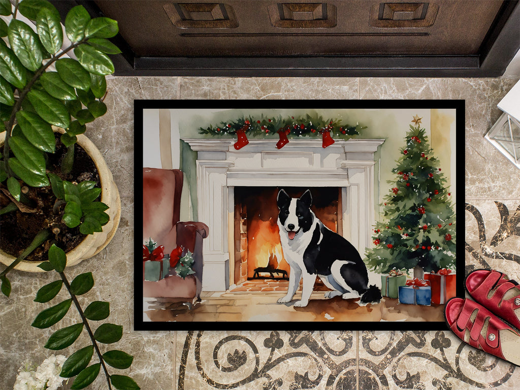 Karelian Bear Dog Cozy Christmas Doormat Indoor Outdoor 24H X 36W Front Door Mat Rugs for Entryway, Non Slip Washable Low Pile,