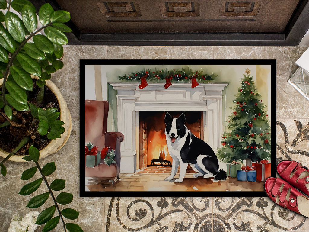 Karelian Bear Dog Cozy Christmas Doormat Indoor Outdoor 18H X 27W Front Door Mat Rugs for Entryway, Non Slip Washable