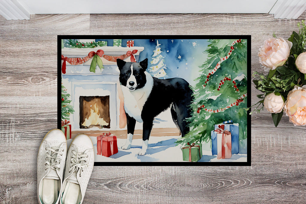 Karelian Bear Dog Cozy Christmas Doormat Indoor Outdoor 24H X 36W Front Door Mat Rugs for Entryway, Non Slip Washable Low Pile,
