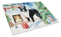 Karelian Bear Dog Cozy Christmas Cutting Board Tempered Glass Kitchen Cutting Surface, Heat Resistant Chopping, Non-Slip Feet, Food Prep & Serving