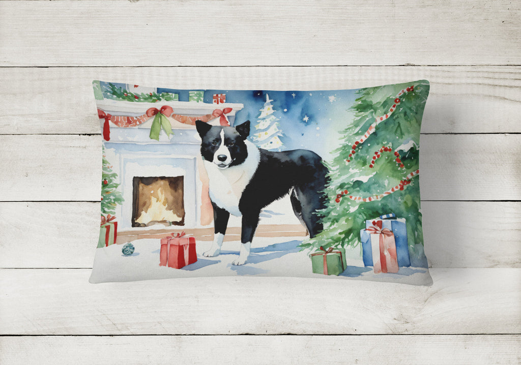 Karelian Bear Dog Cozy Christmas Decorative Throw Pillow 12x16 Indoor Outdoor Accent Cushion, Fabric Cover with Insert for Sofa, Bed, Porch & Living Room