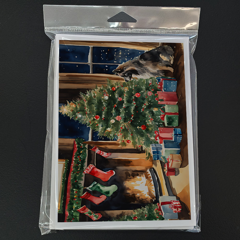 Keeshond Cozy Christmas Greeting Cards Pack of 8 Blank Cards with Envelopes Whimsical A7 Size 5x7
