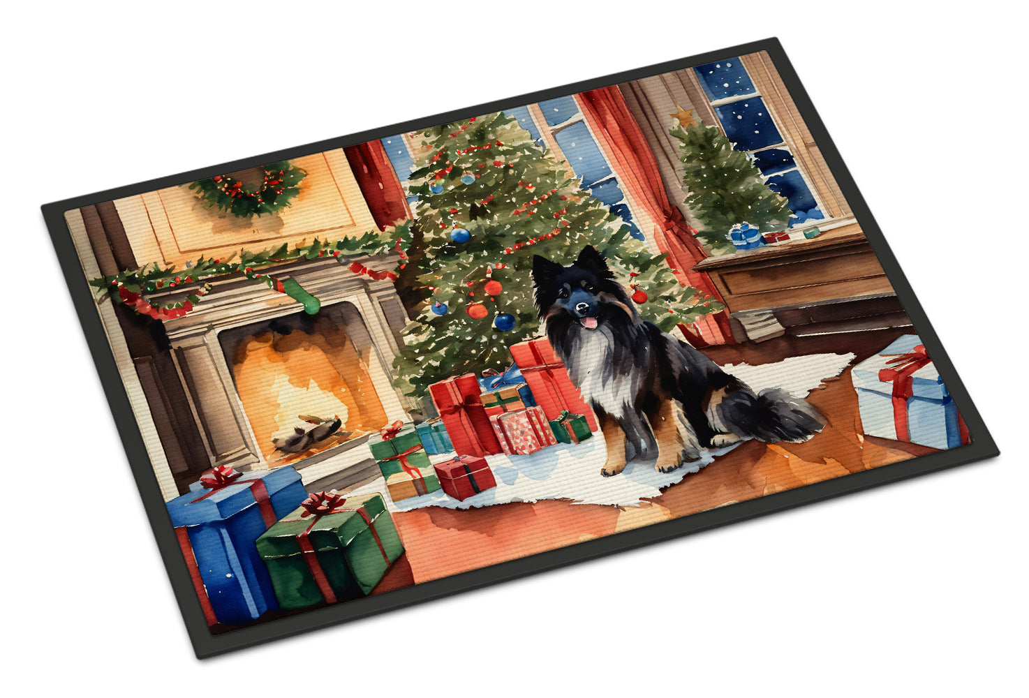 Keeshond Cozy Christmas Doormat Indoor Outdoor 24H X 36W Front Door Mat Rugs for Entryway, Non Slip Washable Low Pile,