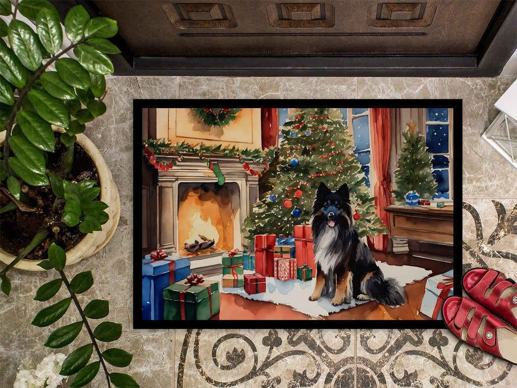 Keeshond Cozy Christmas Doormat Indoor Outdoor 18H X 27W Front Door Mat Rugs for Entryway, Non Slip Washable