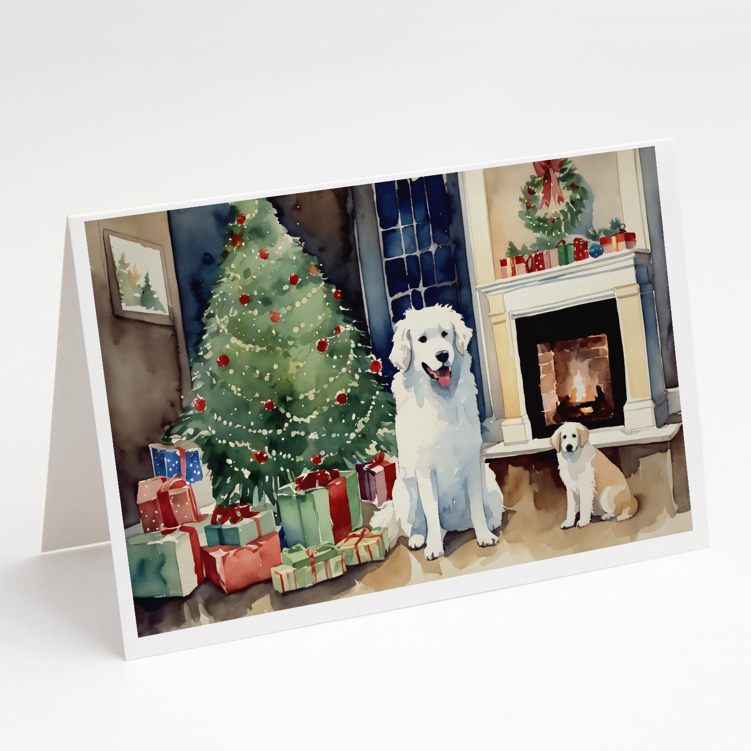Kuvasz Cozy Christmas Greeting Cards Pack of 8 Blank Cards with Envelopes Whimsical A7 Size 5x7