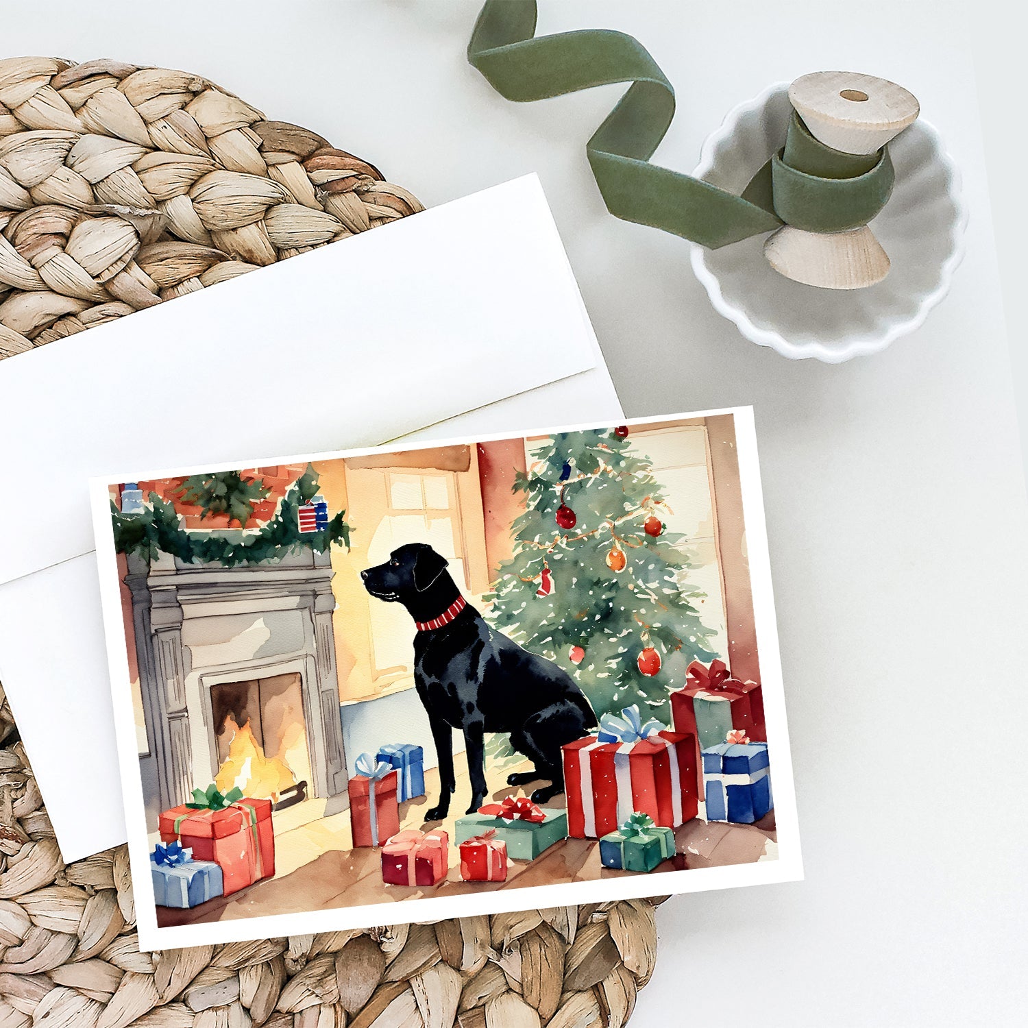 Labrador Retriever Cozy Christmas Greeting Cards Pack of 8 Blank Cards with Envelopes Whimsical A7 Size 5x7