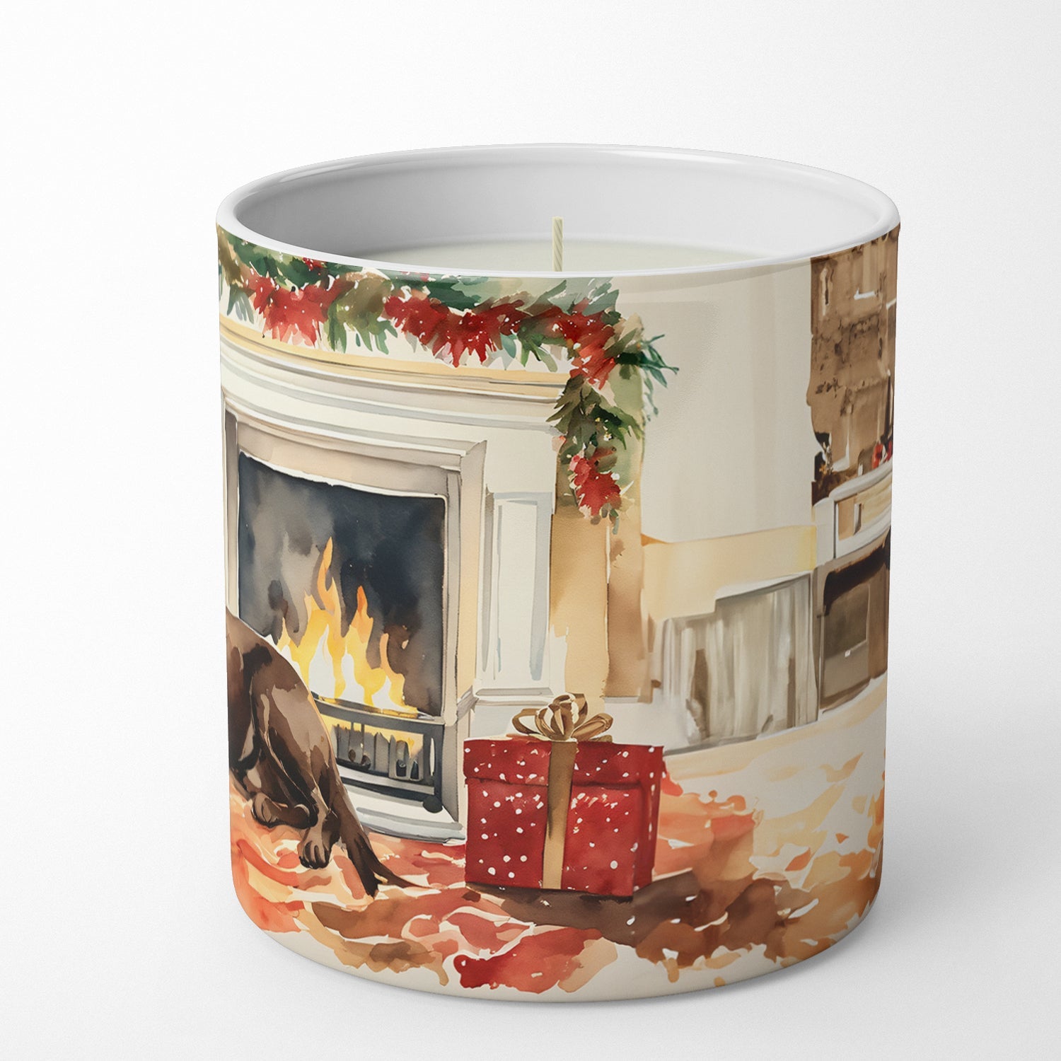 Labrador Retriever Cozy Christmas Decorative Soy Candle Nature Soy Wax Essential Oil Home Decor Ideal for Bedroom Kitchen Bath Office Gift, 10 oz