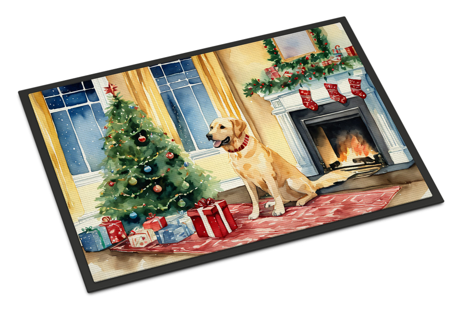 Labrador Retriever Cozy Christmas Doormat Indoor Outdoor 24H X 36W Front Door Mat Rugs for Entryway, Non Slip Washable Low Pile,