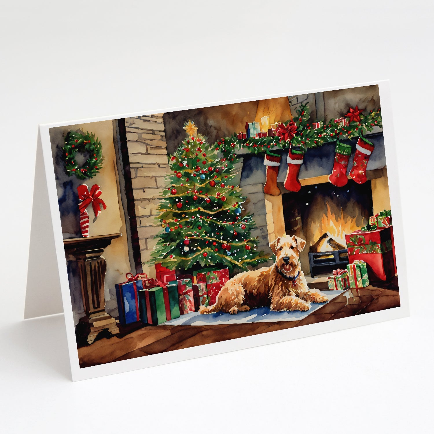 Lakeland Terrier Cozy Christmas Greeting Cards Pack of 8 Blank Cards with Envelopes Whimsical A7 Size 5x7
