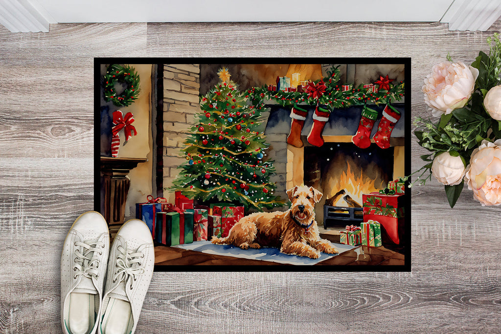 Lakeland Terrier Cozy Christmas Doormat Indoor Outdoor 24H X 36W Front Door Mat Rugs for Entryway, Non Slip Washable Low Pile,