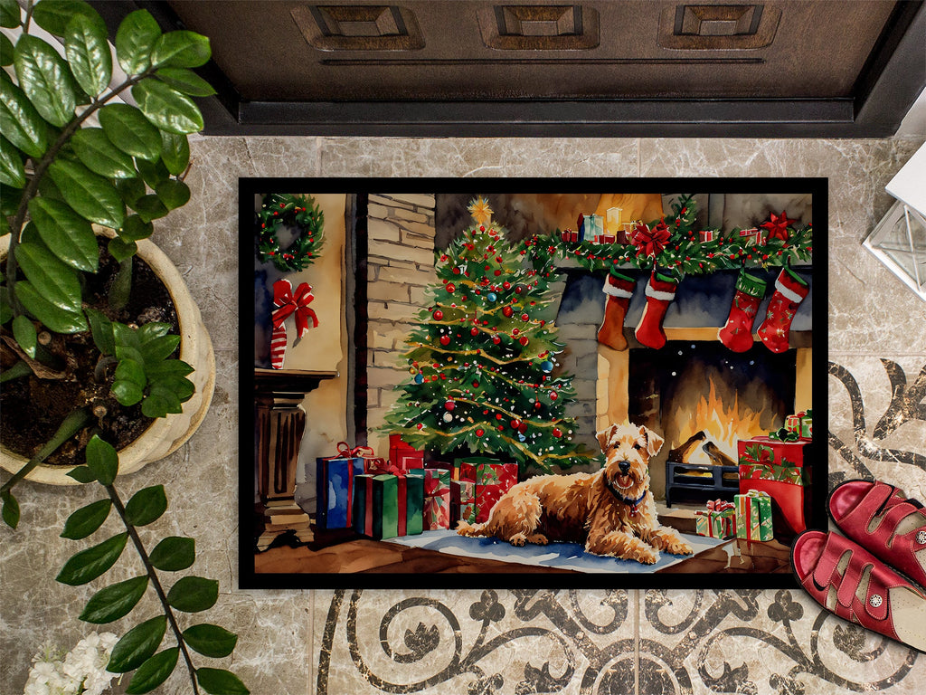 Lakeland Terrier Cozy Christmas Doormat Indoor Outdoor 24H X 36W Front Door Mat Rugs for Entryway, Non Slip Washable Low Pile,