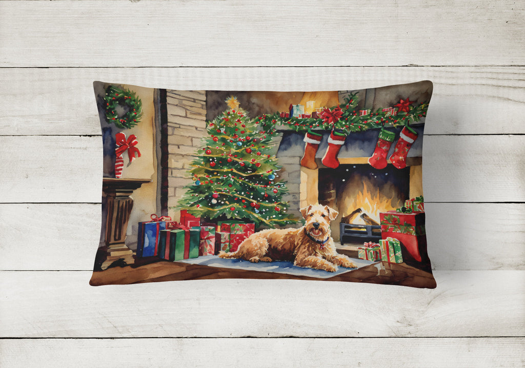 Lakeland Terrier Cozy Christmas Decorative Throw Pillow 12x16 Indoor Outdoor Accent Cushion, Fabric Cover with Insert for Sofa, Bed, Porch & Living Room