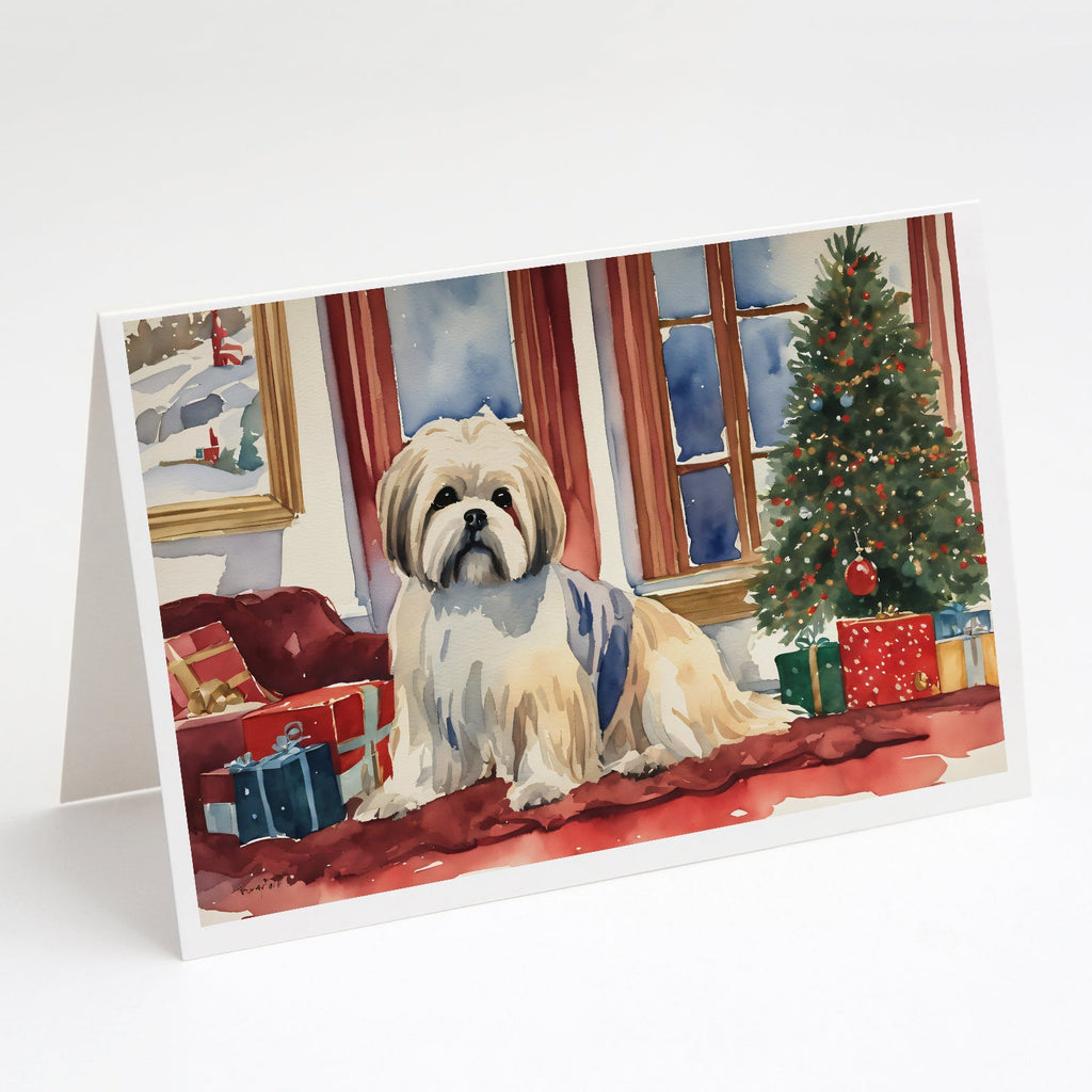 Lhasa Apso Cozy Christmas Greeting Cards Pack of 8 Blank Cards with Envelopes Whimsical A7 Size 5x7