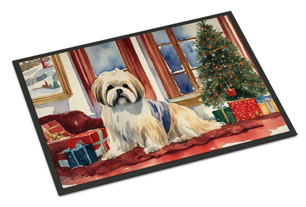Lhasa Apso Cozy Christmas Doormat Indoor Outdoor 24H X 36W Front Door Mat Rugs for Entryway, Non Slip Washable Low Pile,