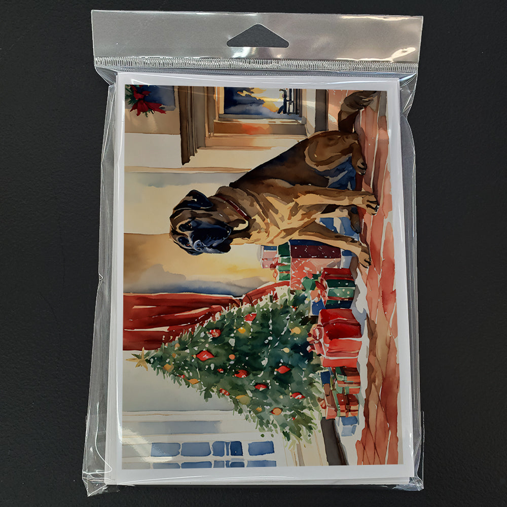 Mastiff Cozy Christmas Greeting Cards Pack of 8 Blank Cards with Envelopes Whimsical A7 Size 5x7