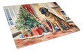 Mastiff Cozy Christmas Cutting Board Tempered Glass Kitchen Cutting Surface, Heat Resistant Chopping, Non-Slip Feet, Food Prep & Serving