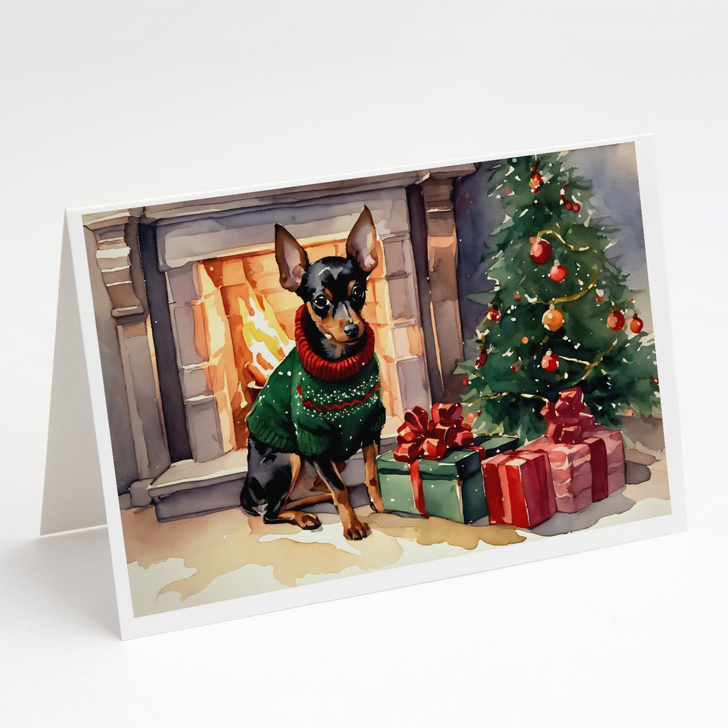 Miniature Pinscher Cozy Christmas Greeting Cards Pack of 8 Blank Cards with Envelopes Whimsical A7 Size 5x7
