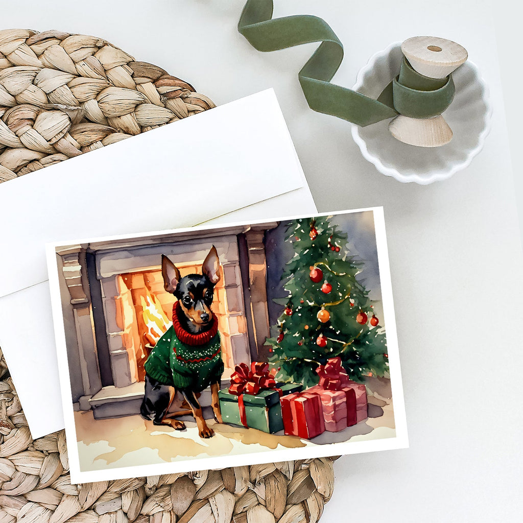 Miniature Pinscher Cozy Christmas Greeting Cards Pack of 8 Blank Cards with Envelopes Whimsical A7 Size 5x7