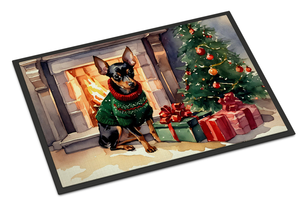 Miniature Pinscher Cozy Christmas Doormat Indoor Outdoor 24H X 36W Front Door Mat Rugs for Entryway, Non Slip Washable Low Pile,