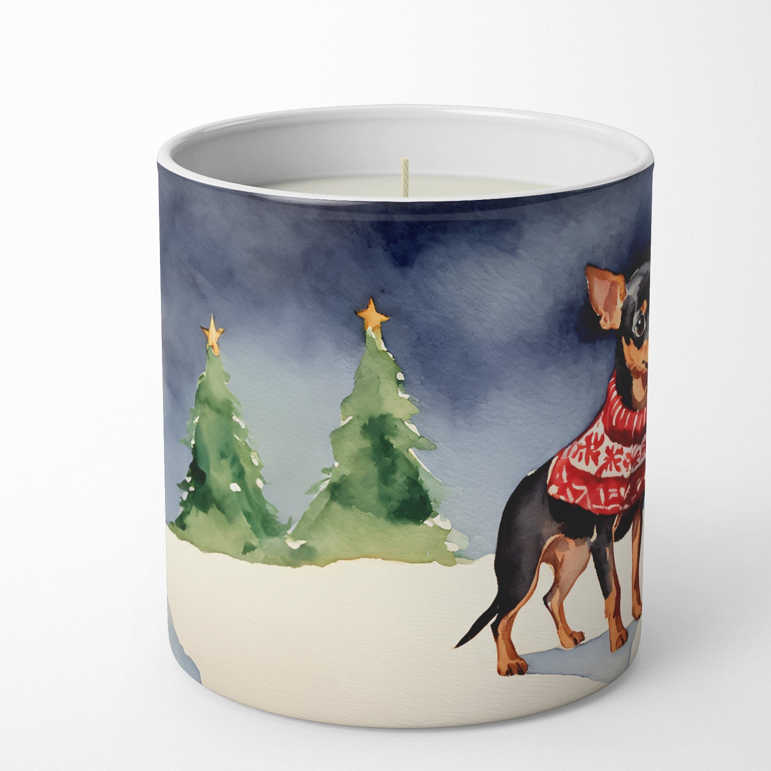 Miniature Pinscher Cozy Christmas Decorative Soy Candle Nature Soy Wax Essential Oil Home Decor Ideal for Bedroom Kitchen Bath Office Gift, 10 oz
