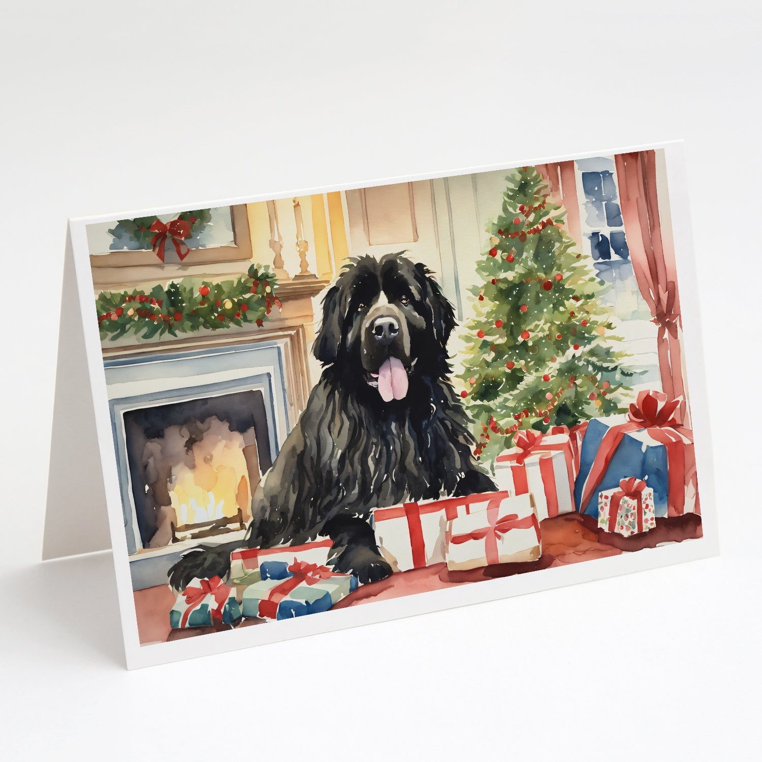 Newfoundland Cozy Christmas Greeting Cards Pack of 8 Blank Cards with Envelopes Whimsical A7 Size 5x7