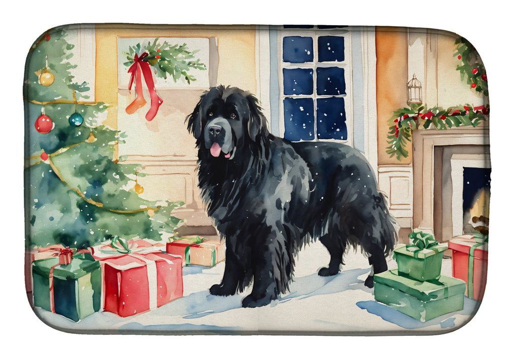Newfoundland Cozy Christmas Dish Drying Mat Absorbent Dish Drying Mat Pad for Kitchen Counter Dish Drainer Mat for Countertop, 14 x 21", Multicolor
