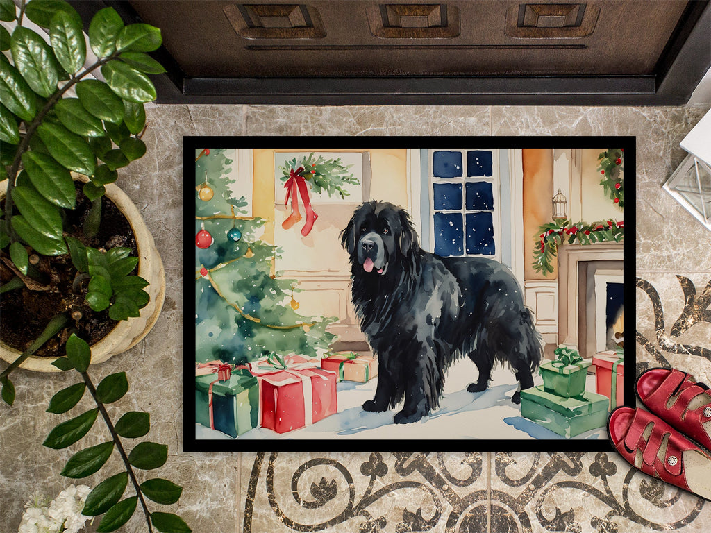 Newfoundland Cozy Christmas Doormat Indoor Outdoor 24H X 36W Front Door Mat Rugs for Entryway, Non Slip Washable Low Pile,