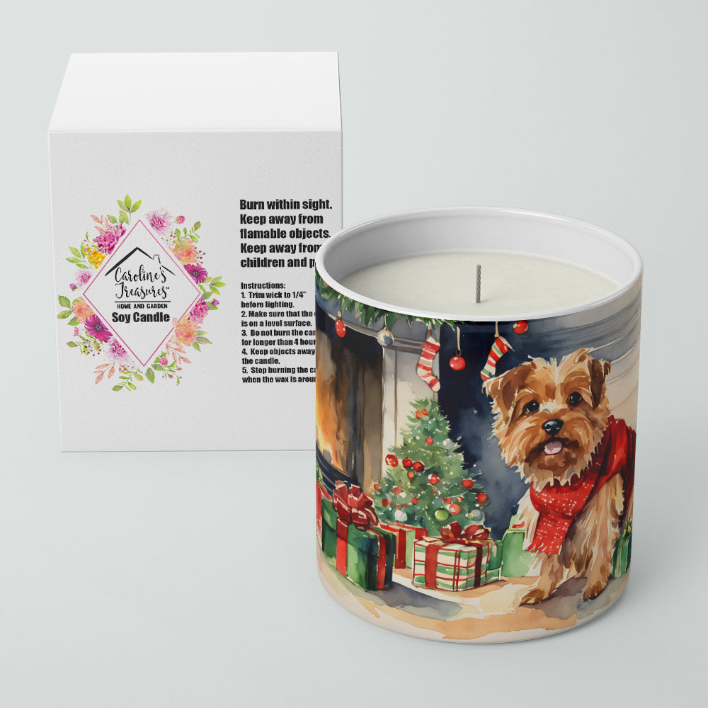 Norfolk Terrier Cozy Christmas Decorative Soy Candle Nature Soy Wax Essential Oil Home Decor Ideal for Bedroom Kitchen Bath Office Gift, 10 oz